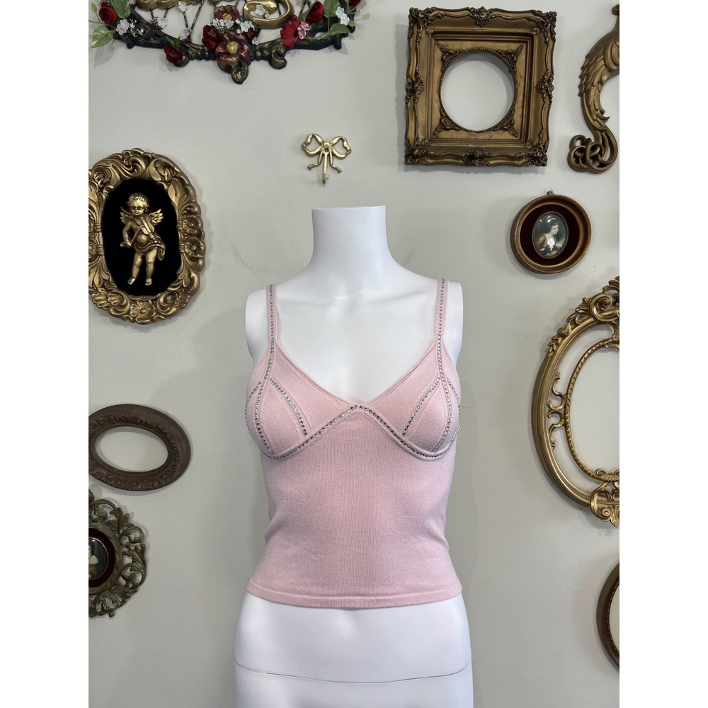 I.AM.GIA Pink Rhinestone Underwire Knit Cami Top XS